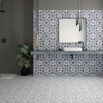 Gemini tiles Cuban White Ornate pattern Tile - 223x223mm