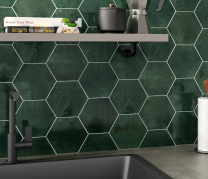 Bali Olive Green Hexagon Glazed Ceramic 75x300mm Tile