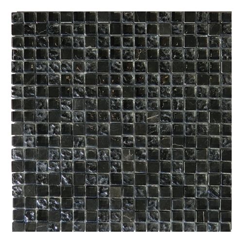 Gemini Mosaics Antracite Mix Glass & Stone Tile - 300x300mm