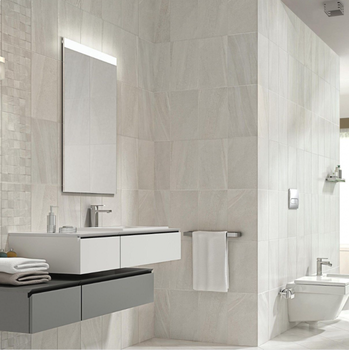 Fiji White Stone Effect Ceramic, Stone Bathroom Tile