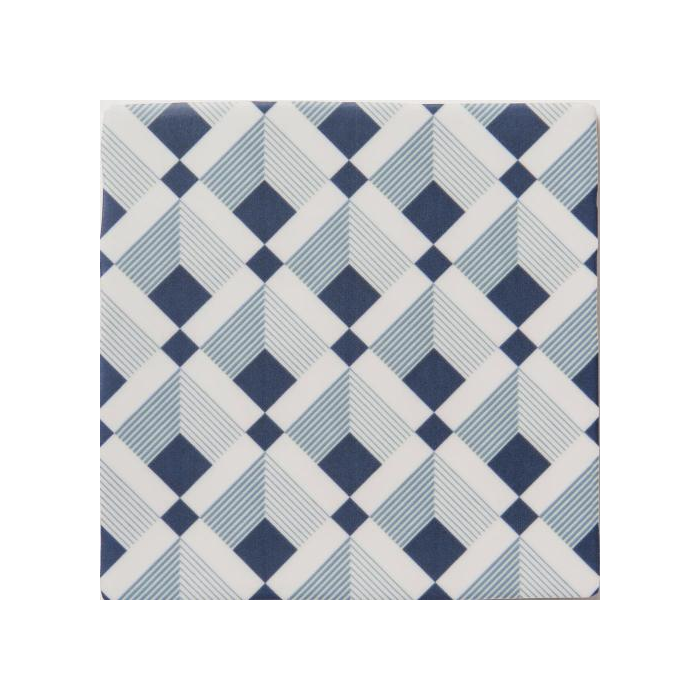 Soho Blue Des Squares Tile - 140x140mm