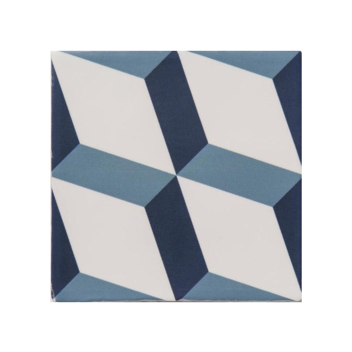 Soho Blue Des Cube Tile - 140x140mm