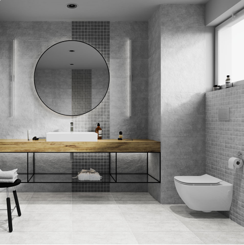 Rovese Pietra Tiles Dark Grey Porcelain Wall And Floor 600x300mm - Dark Grey Wall Tiles Bathroom