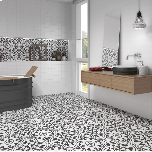 Feature Hedbury Bourton marina Black 45x45 floor Tiles