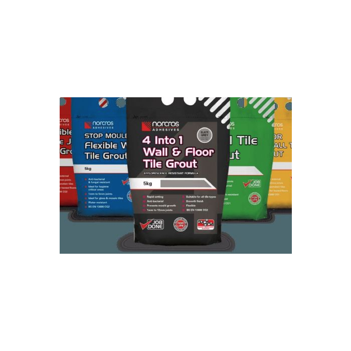 Norcros Adhesives 4 Into 1 Wall & Floor Tile Grout - Dark Grey  x 5kg