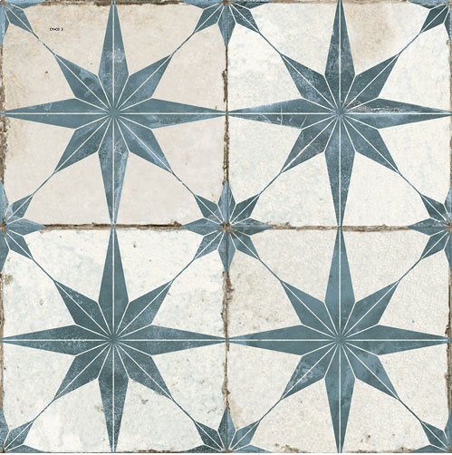 Vintage Industrial Tiles Star Blue Scintilla 45x45 Tiles