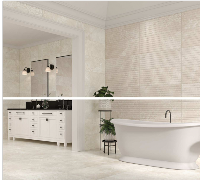 Melisandre Cream bathroom wall tile – 33.3X90CM