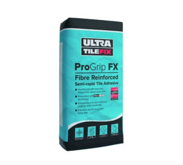 UltraTileFix Pro Grip FX Fibre Reinforced Semi- Rapid White Tile Adhesive 54 Bags
